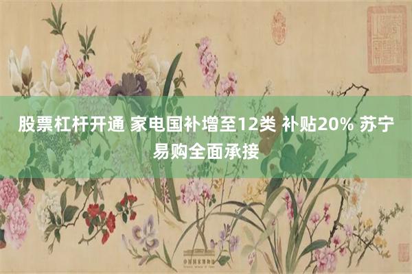 股票杠杆开通 家电国补增至12类 补贴20% 苏宁易购全面承接