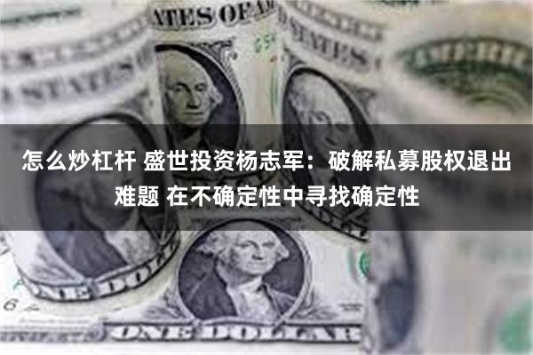 怎么炒杠杆 盛世投资杨志军：破解私募股权退出难题 在不确定性中寻找确定性