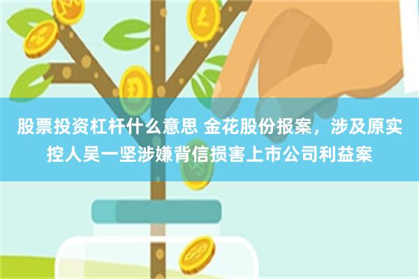 股票投资杠杆什么意思 金花股份报案，涉及原实控人吴一坚涉嫌背信损害上市公司利益案