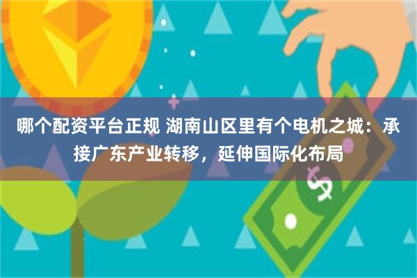 哪个配资平台正规 湖南山区里有个电机之城：承接广东产业转移，延伸国际化布局